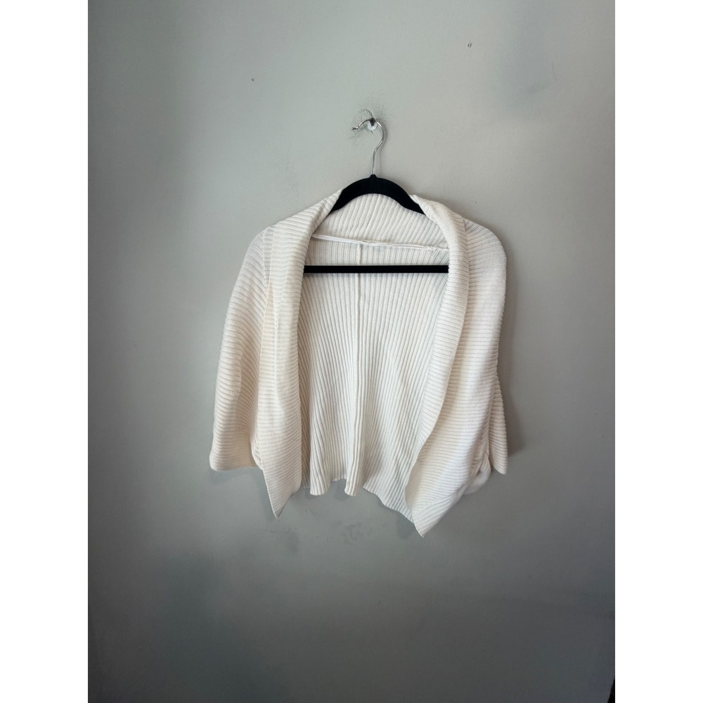 Cato Woman White Ribbed Open Front Cardigan Short Sleeve Sweater 18/20W RN37080